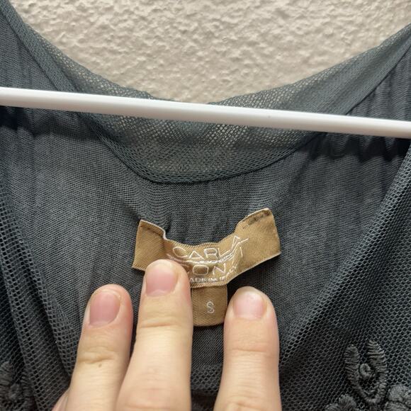 Carla Conti Silk Embroidered Tunic Sheath Dress Mini SZ S Fairy Whimsigoth Lace - Picture 3 of 9